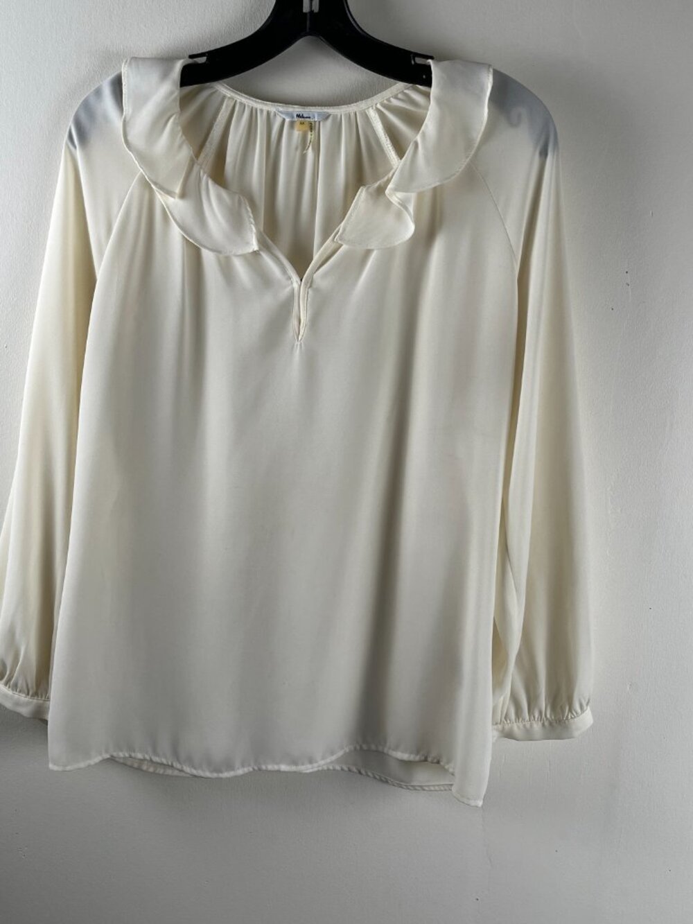 Vintage Milano V-Neck Cream Blouse